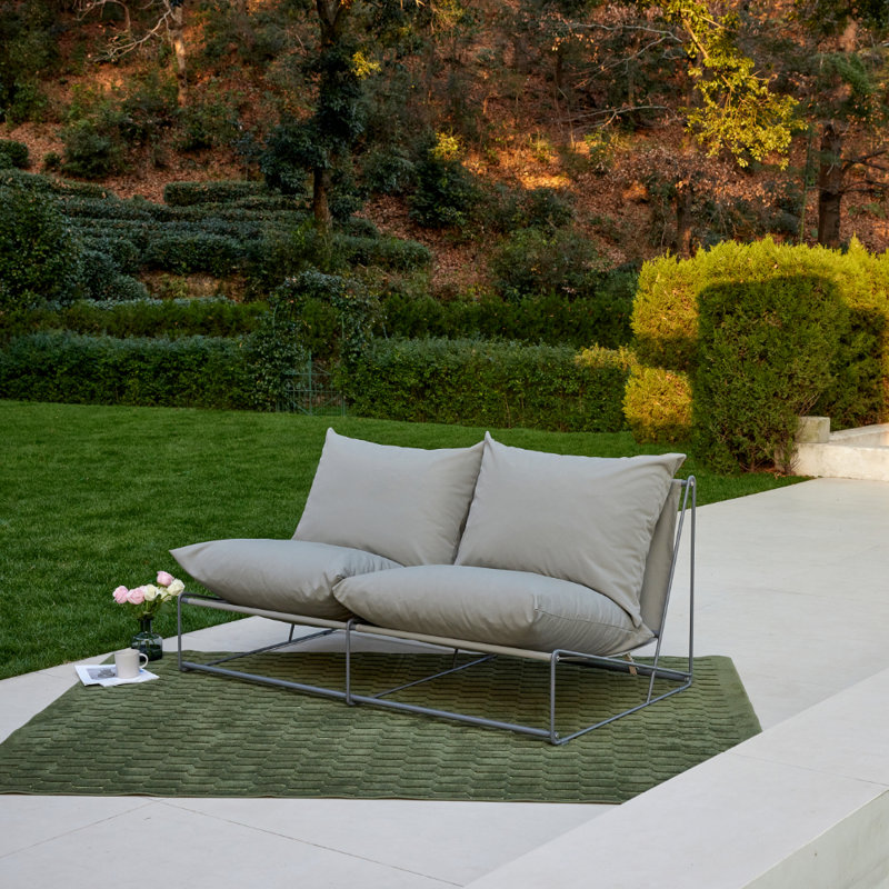 Dalvey 163.5cm Wide Rectangle Steel Loveseat with Cushions, Grey