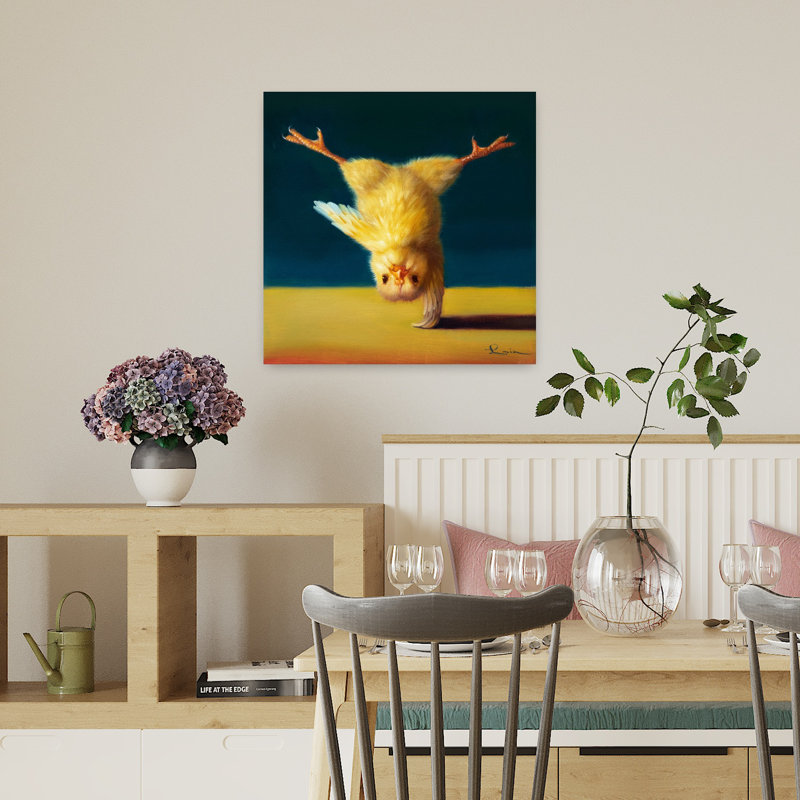 Art urbain contemporain avec arbre à une patte et yoga, H 18 po x l 18 po