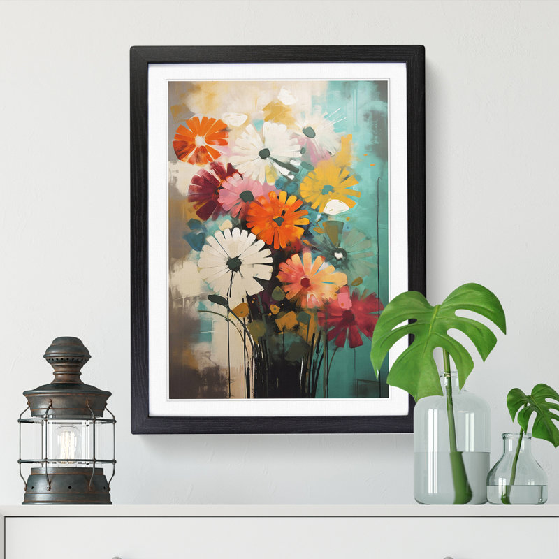 Landulf Mid Century Flowers Vol.3 1 Piece Single Picture Frame Wall Art, 46cm H x 34cm W x 2cm D, Black
