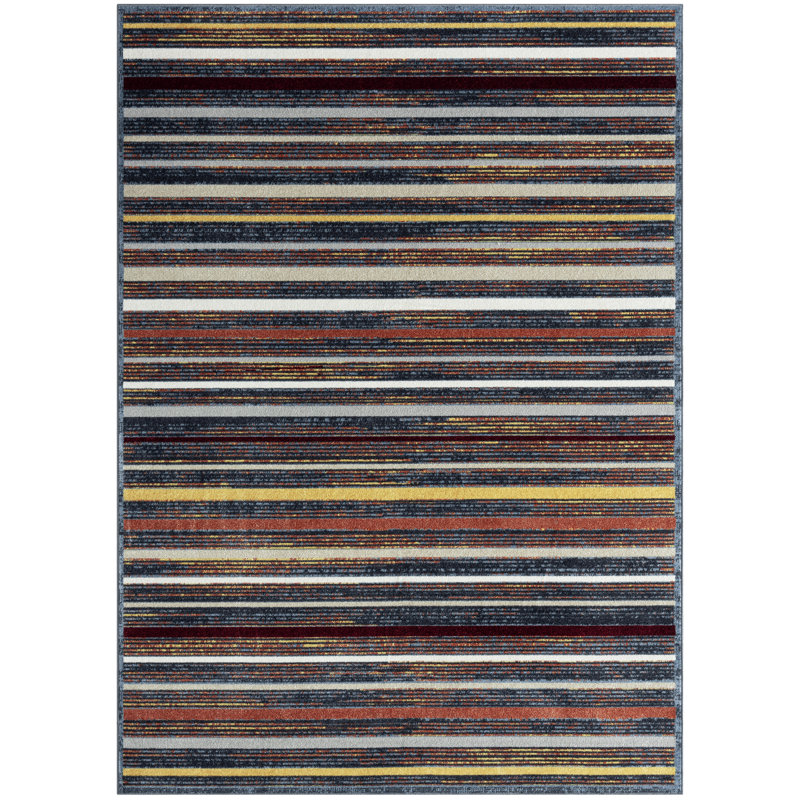 Tapis blanc / bleu / brun Pimm, Rectangle 6 pi 6 po x 9 pi 2 po