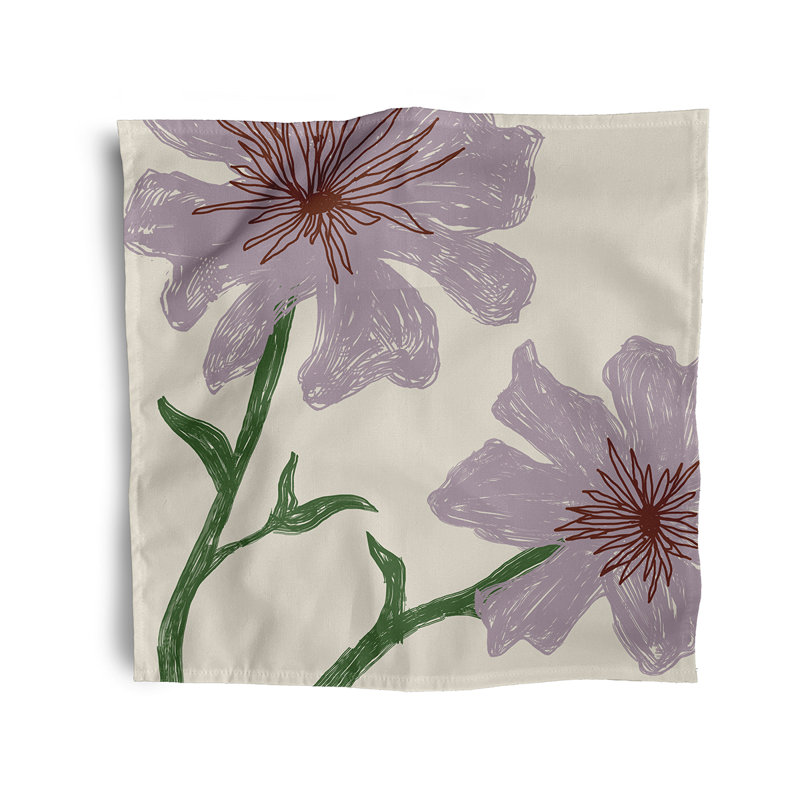 Claudett Polyester Floral Square Napkin, Purple