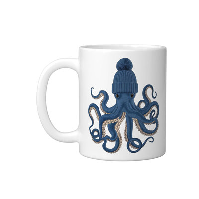 Cute Octopus Ceramic Mug, White, 11oz