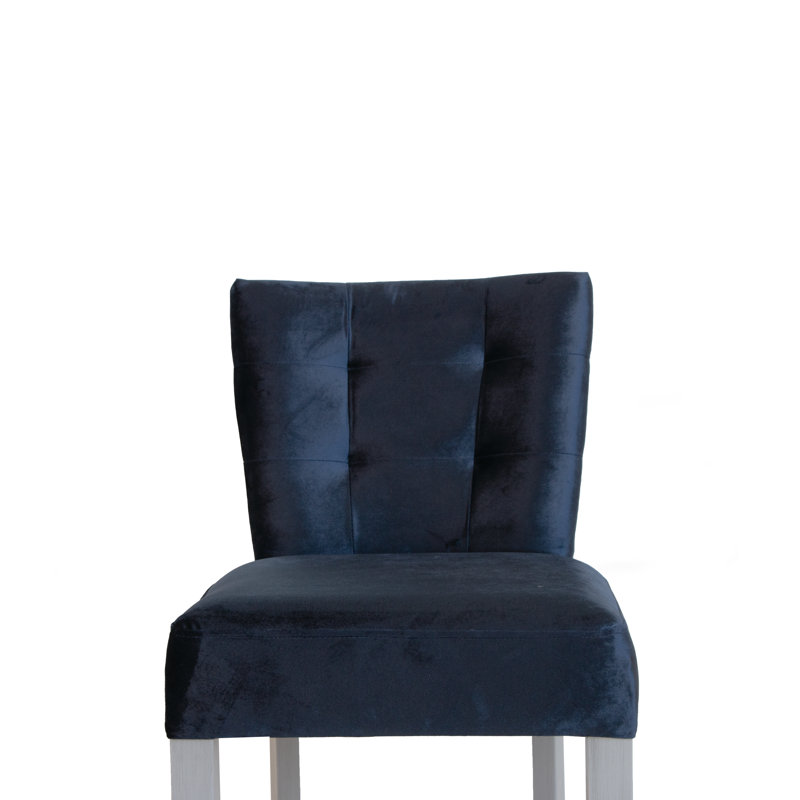 Crisler Upholstered Counter Stool with Solid Wood Frame, Gray, Blue