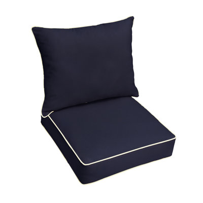 Sunbrella Outdoor Solid Corded Deep Seating Pillow and Cushion Set