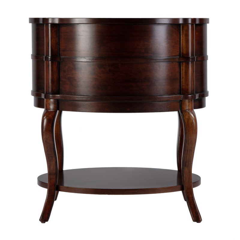 Jarvis Oval 2-Drawer Side Table, Cherry
