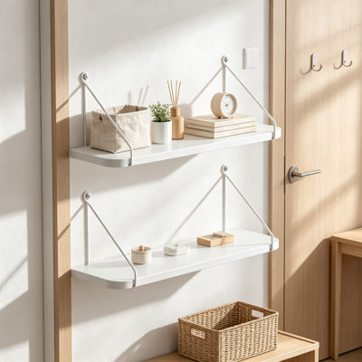 Floating Shelves for Wall, Set of Two with Brackets, Long Hanging Bookshelf for Plants, Photos Display, Organizer for Bathroom, Kitchen, Living Room,