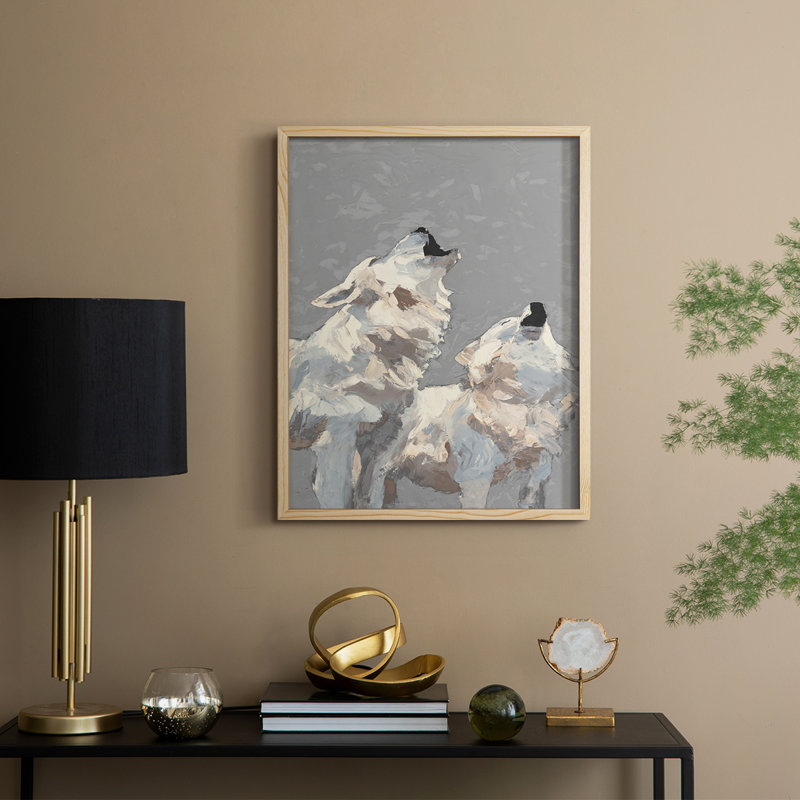 Midnight Wolves Framed Print - Solid Wood, Natural, 11" H x 9" W