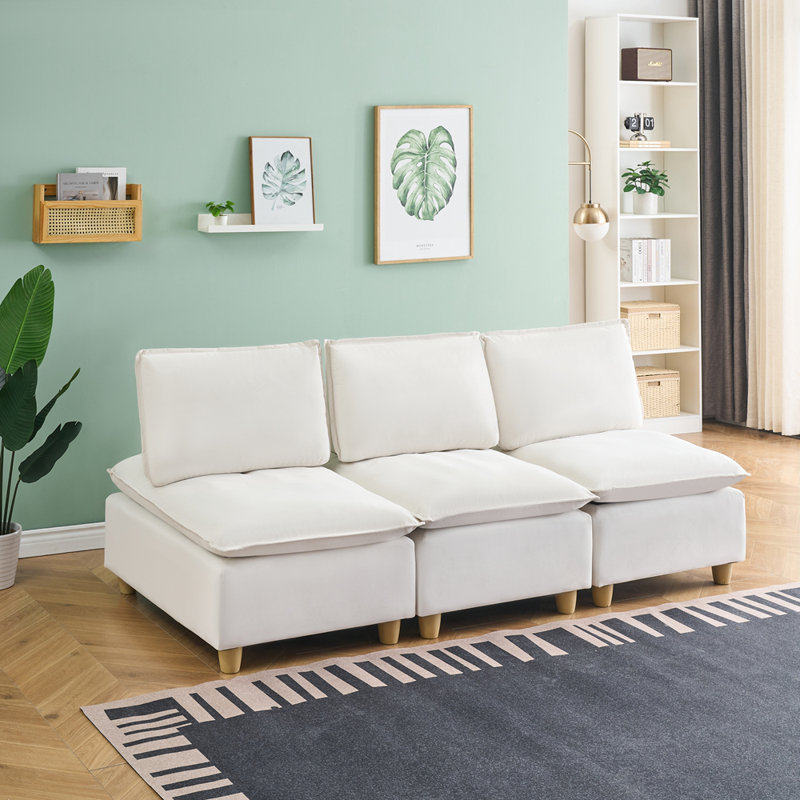 Canapé simple en flanelle blanc cassé ultra moderne et confortable pour les salons, les chambres et les balcons