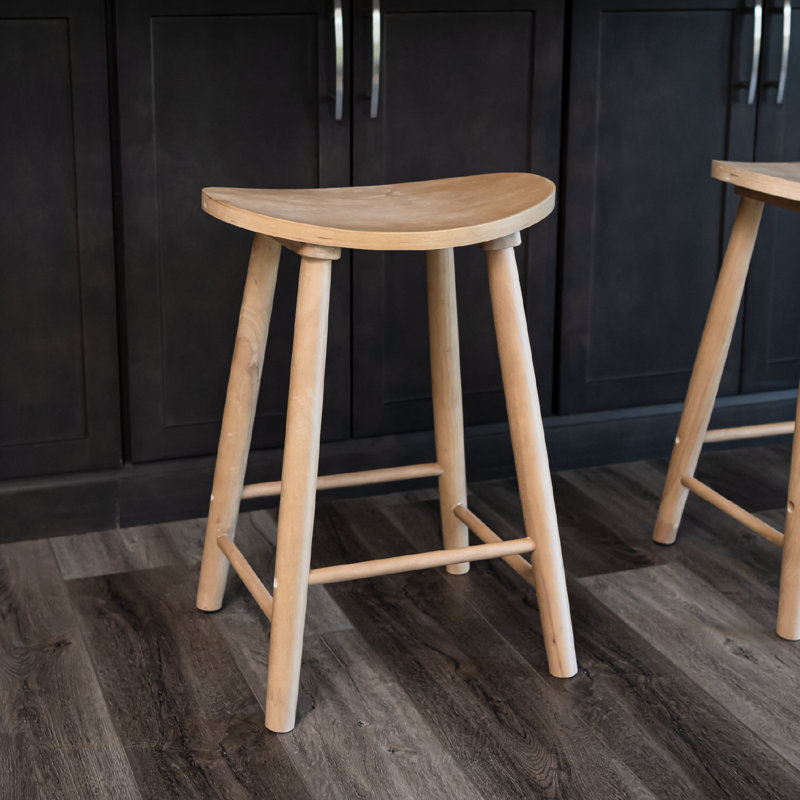 Maven Lane Luna Backless Wooden Kitchen Stool, Light Oak, Single, Counter Stool (26" Seat Height)