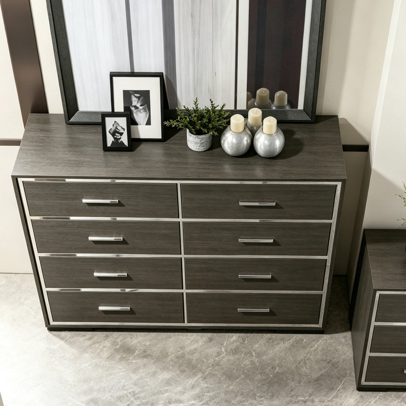 Commode grise à 8 tiroirs