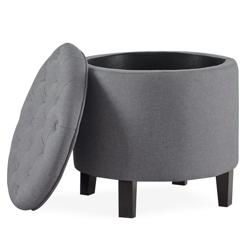 Kallenbach Upholstered Ottoman, Black, Gray