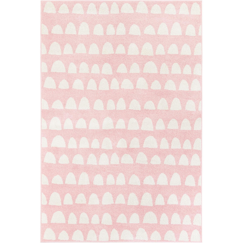  Tapis pour enfant Hillow Whimsy, Rose/Blanc, Rectangle 5 pi 1 po x 8 pi