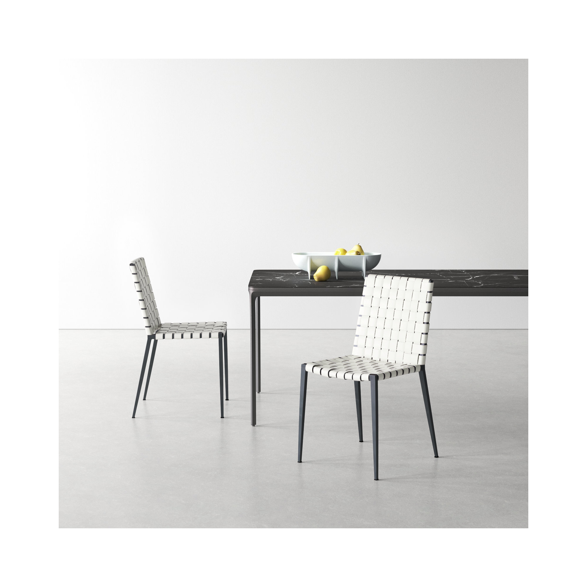 Brett Leather Upholstered Side Chair, Black, White