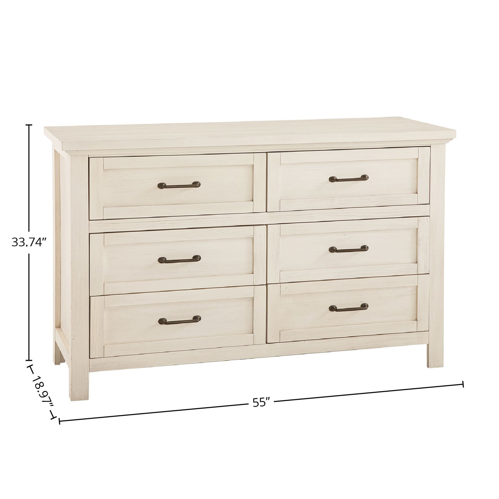 Aceline 6-Drawer Dresser, Brushed White
