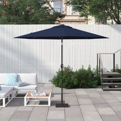 Jericho 96" Market Umbrella with Solar-Powered LEDs - Navy
