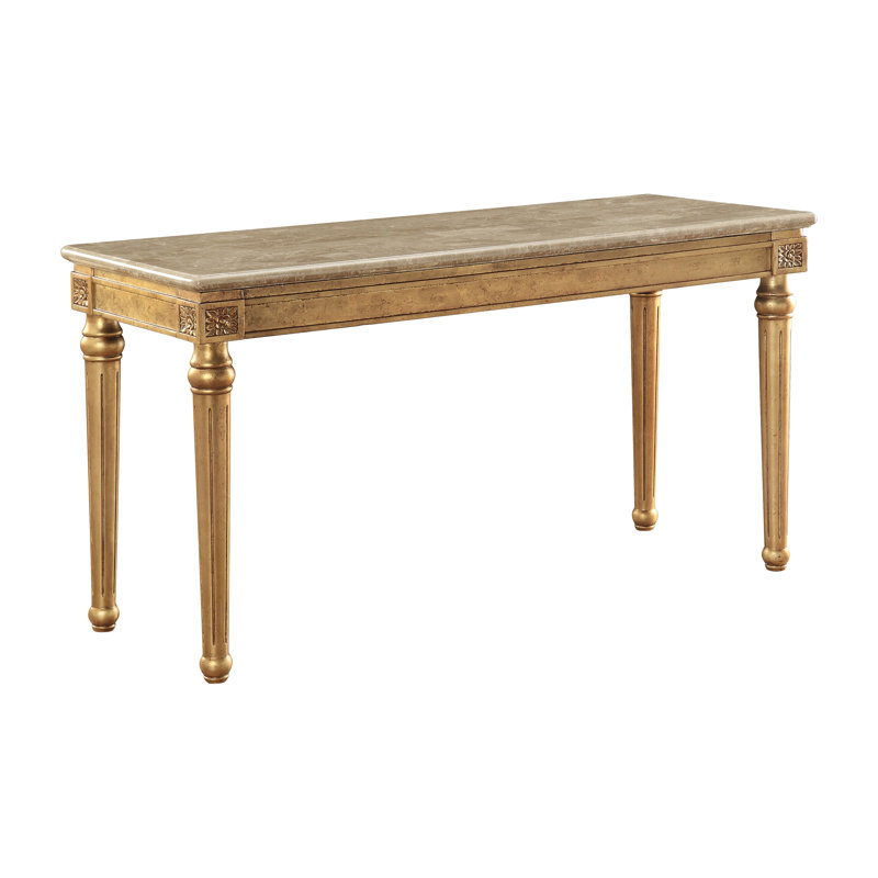 Table de canapé, plateau en marbre naturel et or antique