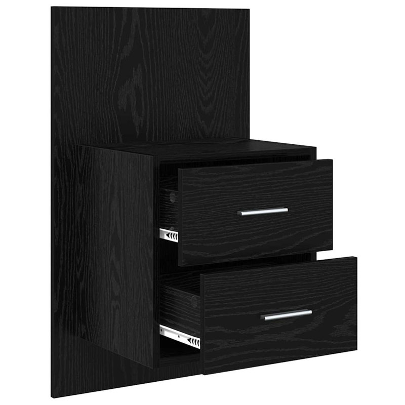 48.5cm W Manufactured Wood Bedside Table, Black Oak