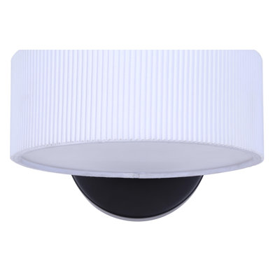 Jerricca 8.13 In. 1 Light Black Integrated LED Wall Light With White Fabric Shade