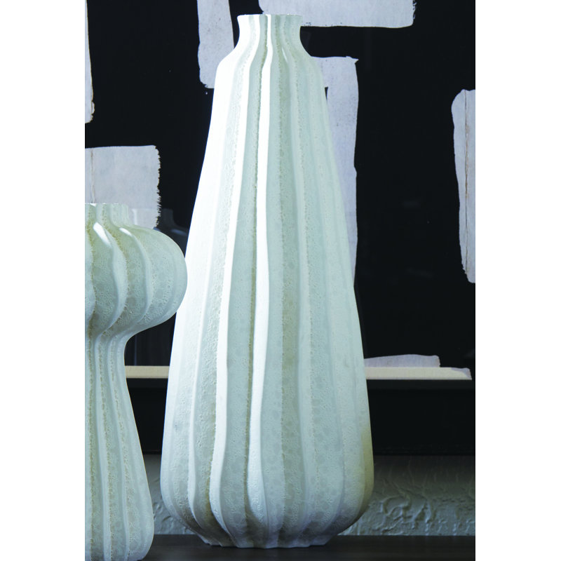 Lithos White 20" Ceramic Table Vase