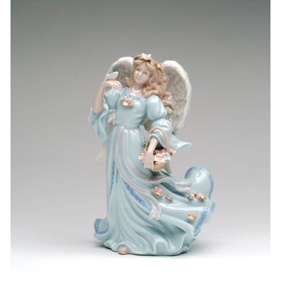 Angel With Flower Basket And Butterfly Musical Figurine