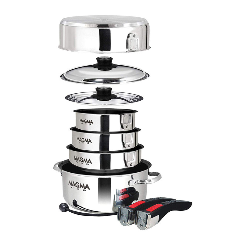 Batterie de cuisine antiadhésive en acier inoxydable 10 pièces Magma Product LLC