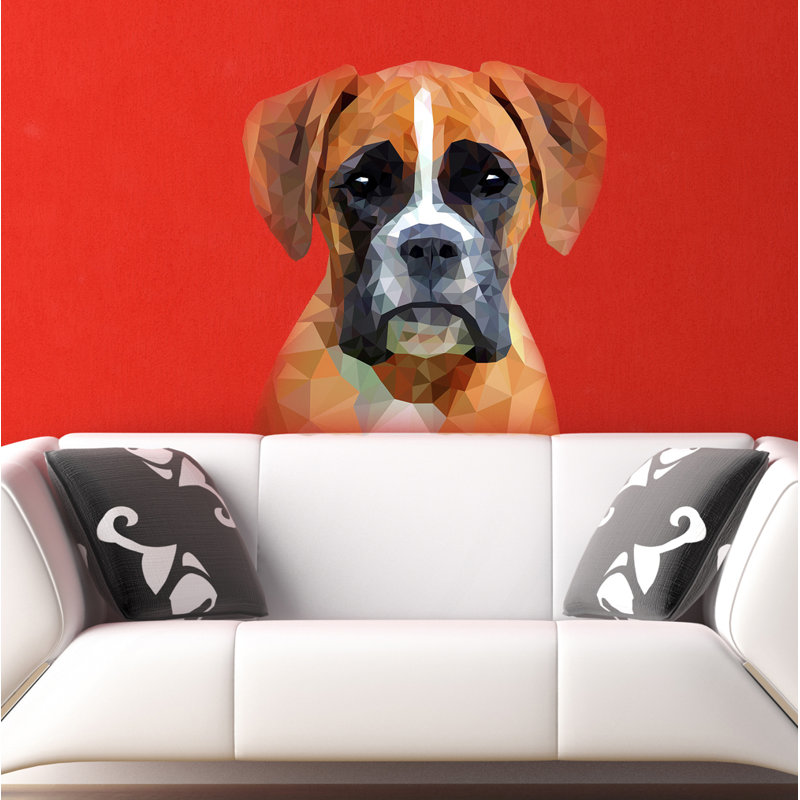 Décalcomanie murale Polygonal Dog Boxer, H 46 po x l 46 po
