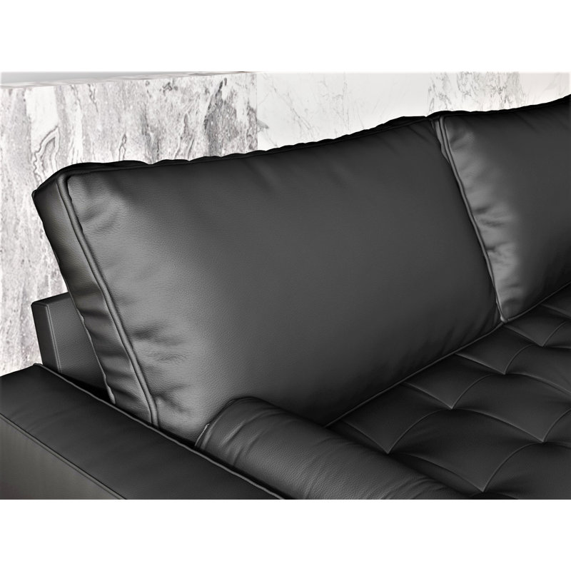 Paulsen 57.8'' Faux Leather Loveseat, Black Faux Leather