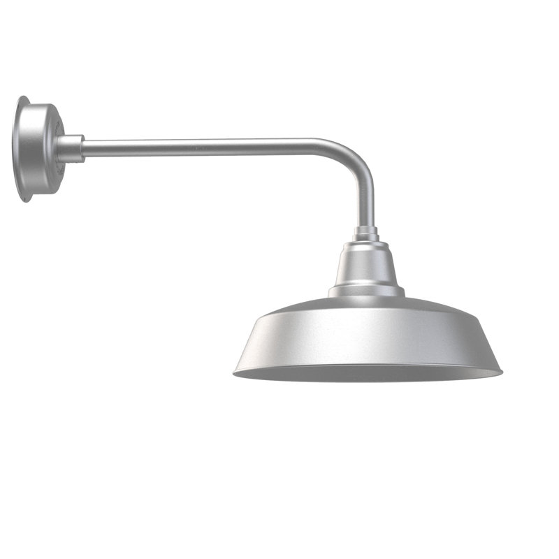 Luminaire de grange d’extérieur à del Vandervliet, Argent galvanisé, 15.125" H x 28.25" W x 12.25" D