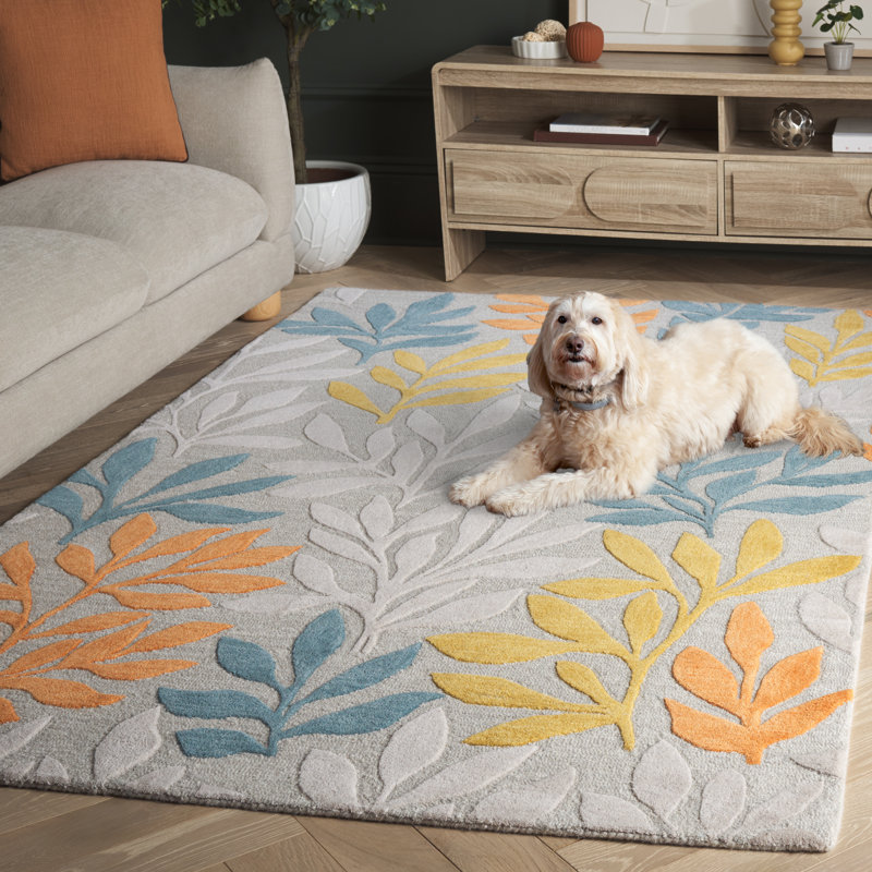 Jardin 158 Hand Tufted Wool Pile Floral Rug, Rectangle 5' x 8'