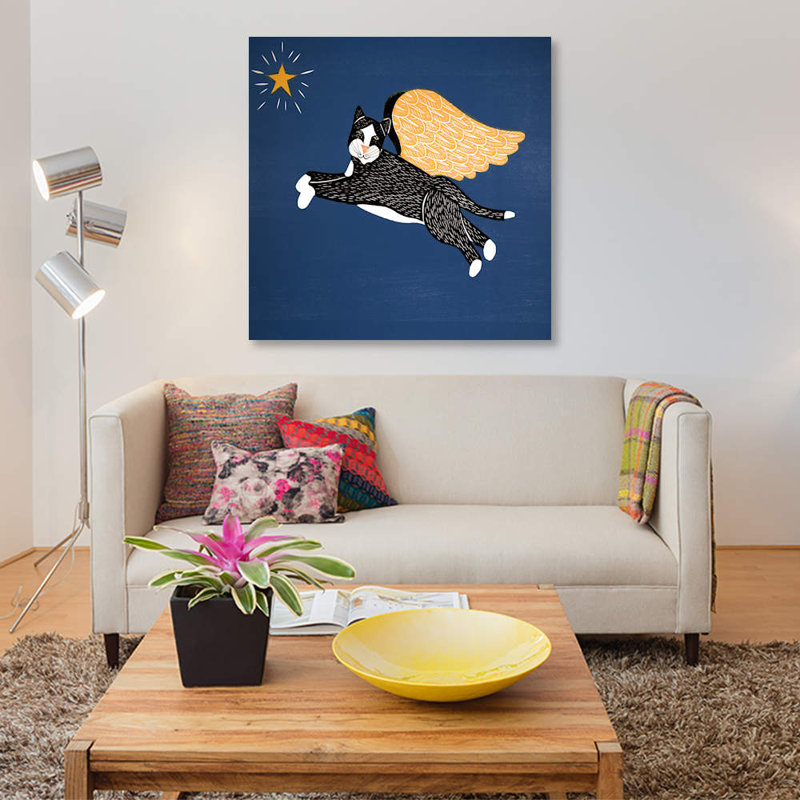 Angel Cat 1 Piece Painting on Canvas, 66.04 cm H x 66.04 cm W x 3.175 cm D