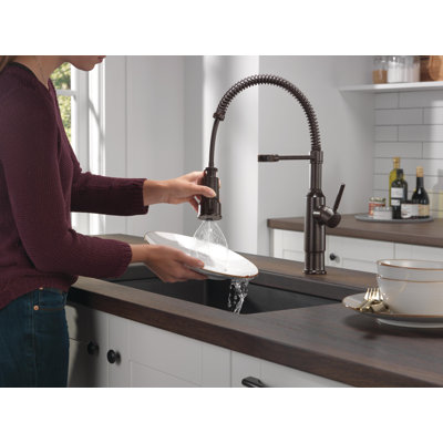 Theodora Pro Style Commercial Kitchen Faucet with Pull Down Sprayer, Oil Rubbed Bronze Single Hole Kitchen Sink Faucet, Single Handle, Venetian Bronze