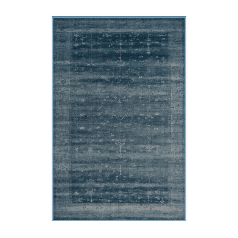 Machine Washable Overdyed Blue Area Rug, Rectangle 6' x 9'