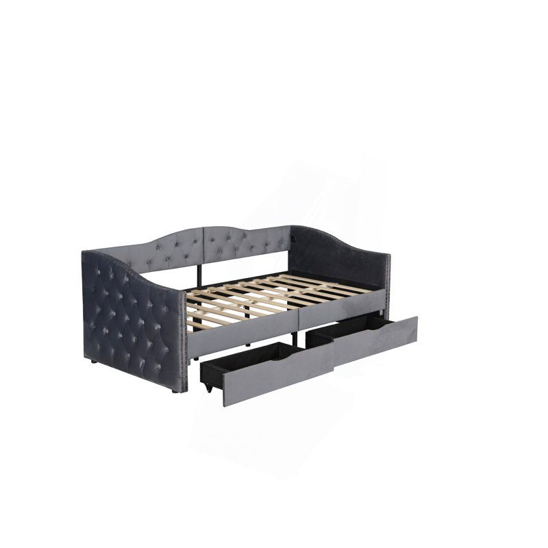 Lit de jour rembourré polyvalent avec rangement pratique et design élégant