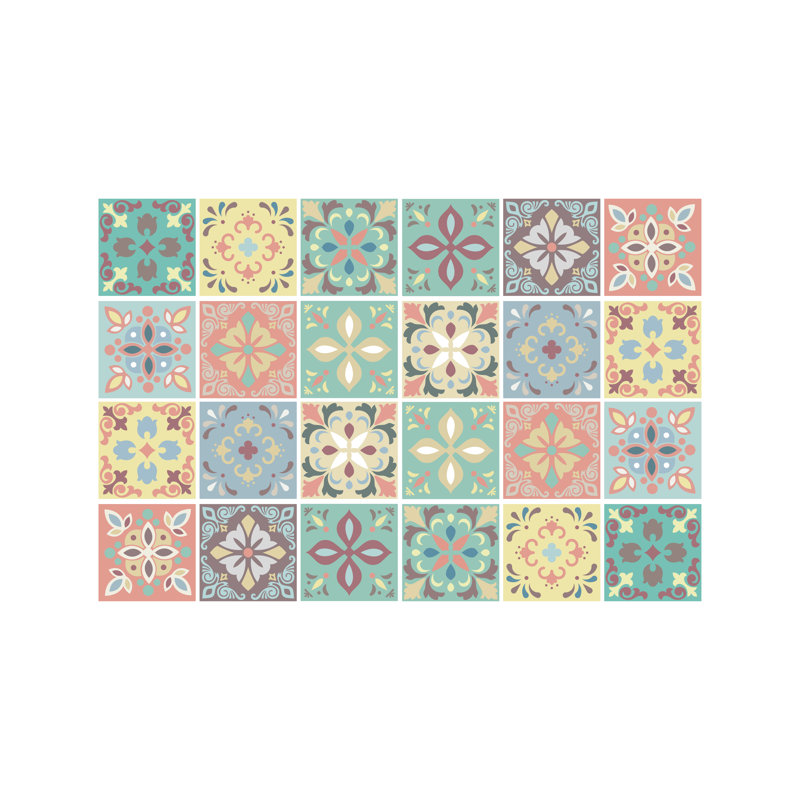 Bitter 15cm W x 15cm L PVC Peel and Stick Mosaic Tile, Multi-Colour