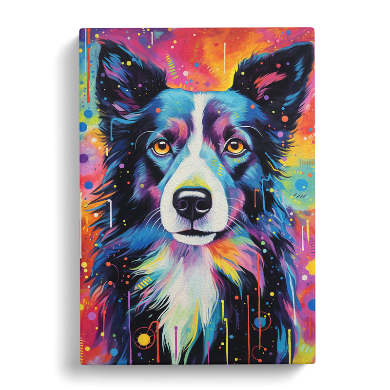 Border Collie Tachisme - Wrapped Canvas, 50cm H x 35cm W x 3cm D
