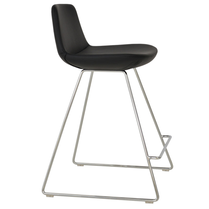 Bakhita Upholstered Faux Leather Counter Stool, Black