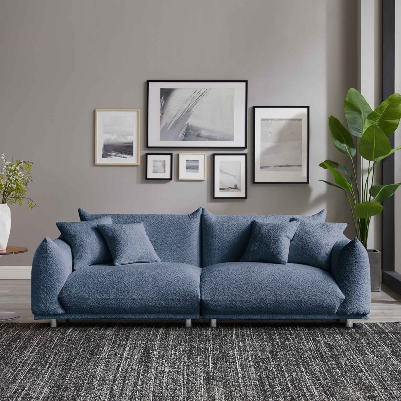 Arnya Upholstered Sofa with Round Arms, Dark Rust Rayon/Viscose, 29" H x 88.9" W x 37" D, 3