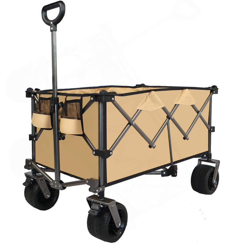 Chariot pliable pliable, chariot de plage pliable, Brun grisâtre