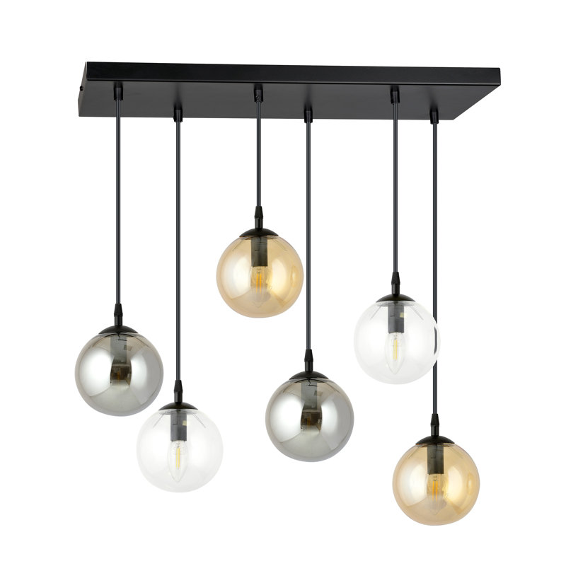 Cadesha 6 - Light Black Cluster Pendant, Graphite/Amber