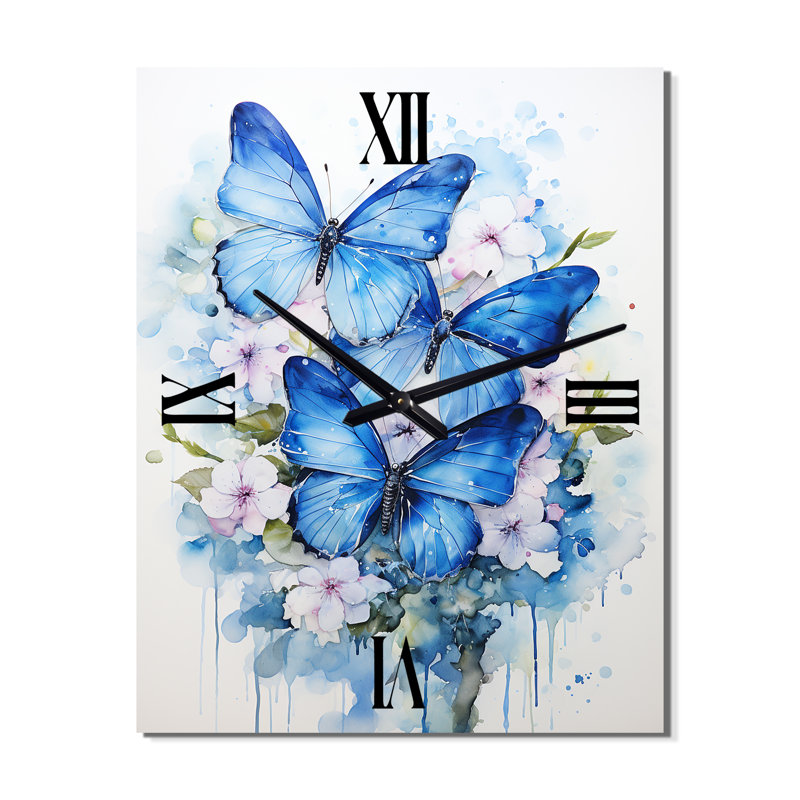 Horloge murale papillon surdimensionnée Sapphire, Très grand