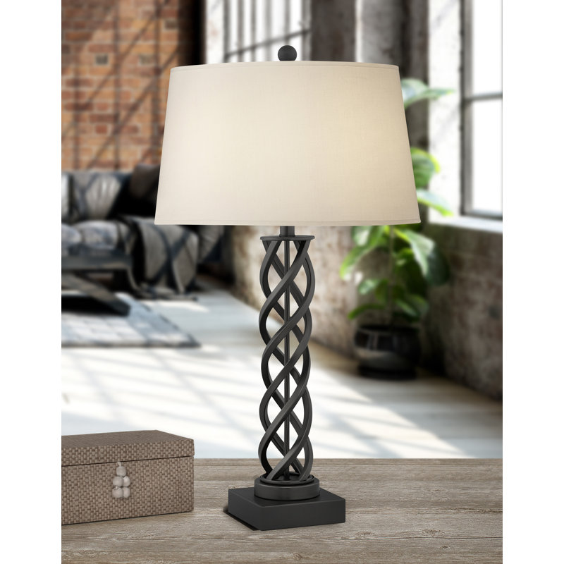Taranto Metal Table Lamp, Gunmetal, Light Beige