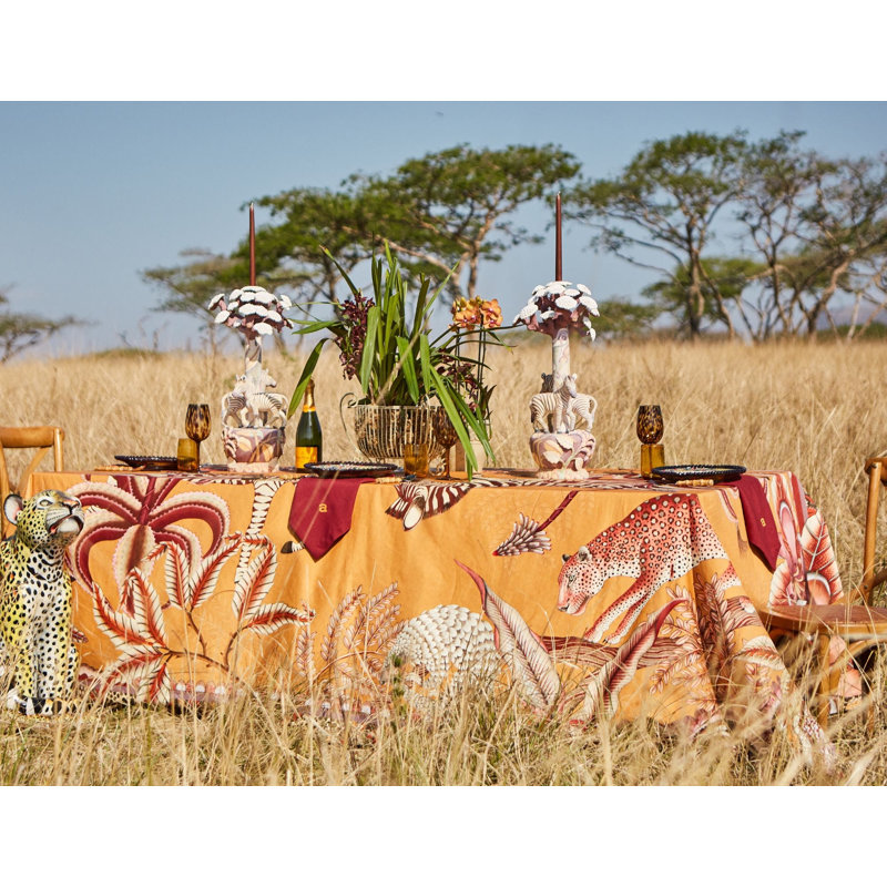 Ardmore Cotton Tablecloth, 138" Rectangle, Orange