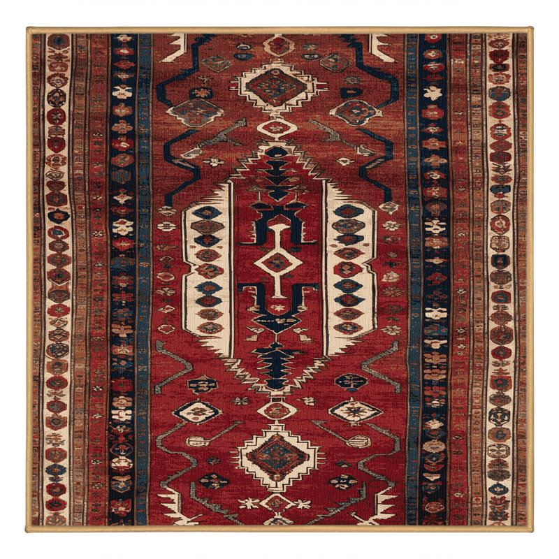 Tapis brun turc lavable à la machine, Carré 8 pi