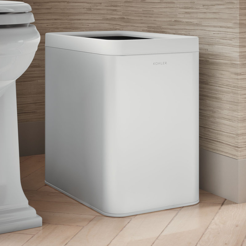 Poubelle à couvercle ouvert 25 litres, Acier inoxydable et blanc