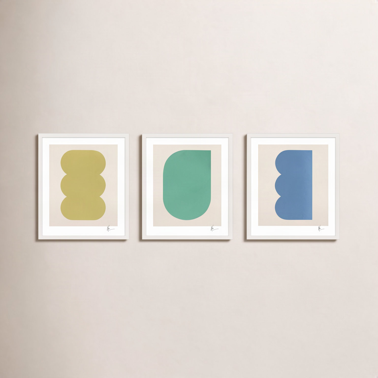 Keyhole 4-6. Set Of 3 by Lee Lessem, 30" H x 24" W x 1.25" D, White Framed
