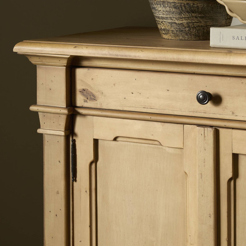 Marjorie 96.25'' W Solid Wood Sideboard, Bleached Birch