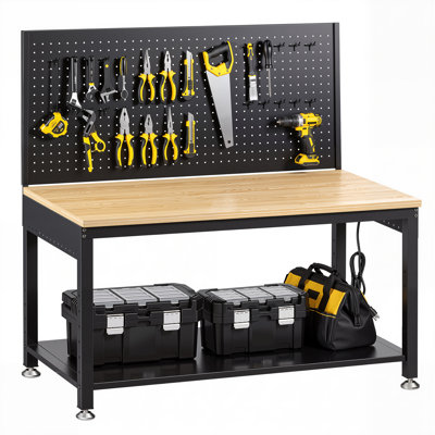  Banc de travail robuste réglable de 48 po avec roues universelles verrouillables et structure en métal Vuyo, table de garage d'atelier
