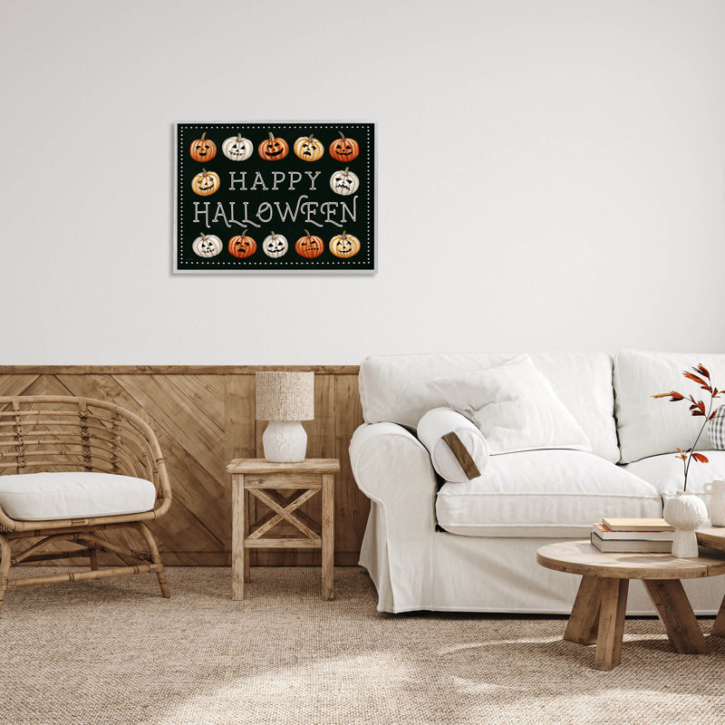 Illustration de giclée encadrée «Happy Halloween Jack-O-Lanterns» par Elizabeth Tyndall, H 24 po x l 30 po x P 1,5 po