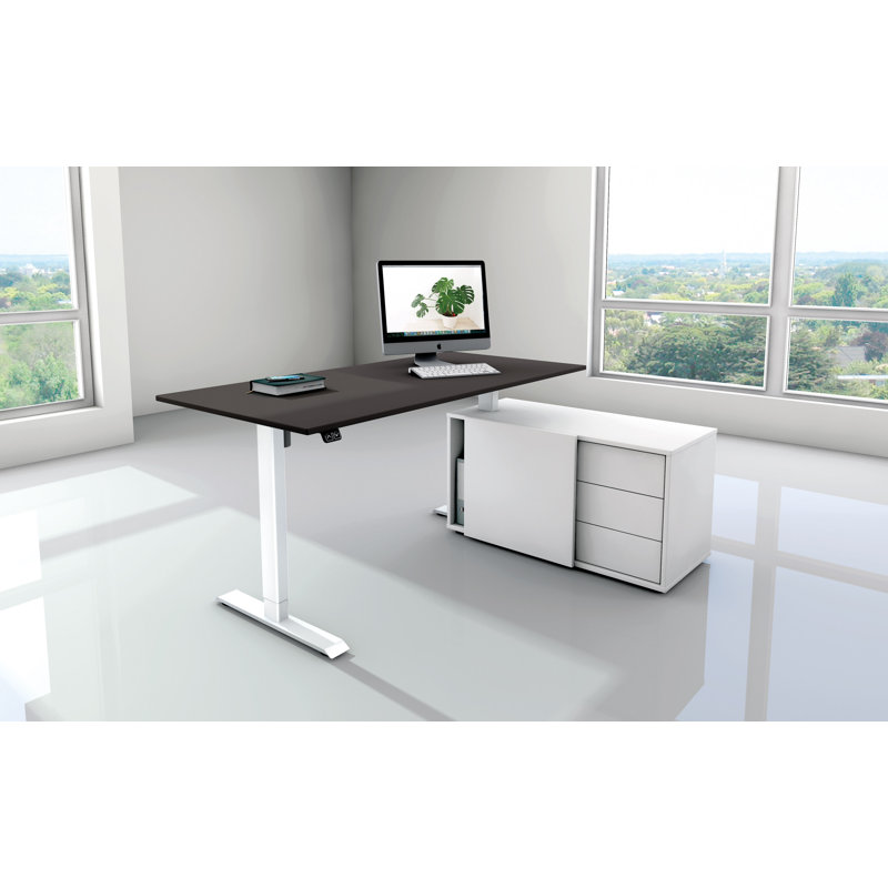 Move 1 Adjustable L-Shaped Metal Base Standing Desk, Anthracite, White