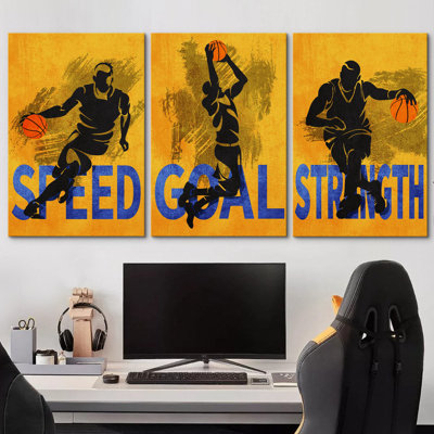 Inspirational Typography Basketball Players Sports & Fitness, Athletes Art Pop Modern Boy's Bedroom Portrait Pictures, Giclee Canvas Digital Print Framed Wall Art